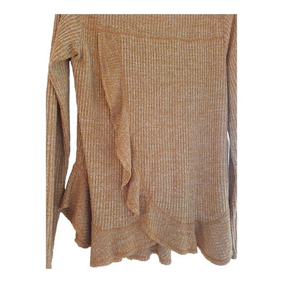 Anthropologie Waffle Thermal Knit Tunic Mustard Gold Saturday Sunday Small - Picture 4 of 12